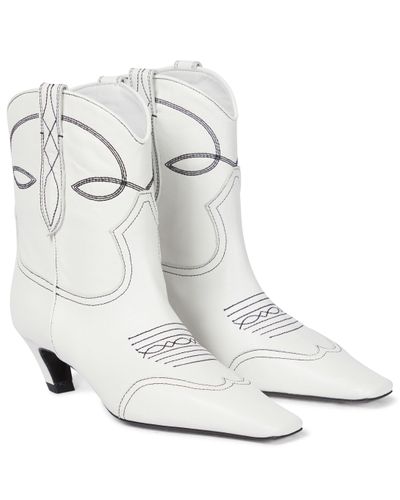 Khaite Dallas Leather Cowboy Boots - White