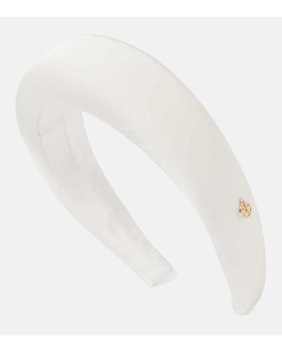 Maison Michel Novia - diadema Miwa de tafetan con logo - Blanco