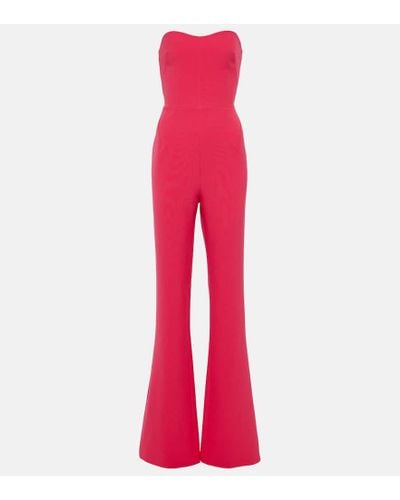 Safiyaa Immie Strapless Crepe Jumpsuit - Red