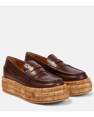 Tod's Leather Platform Loafers - Brown