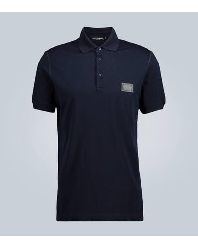 Dolce & Gabbana Logo Plaque Polo Shirt - Blue