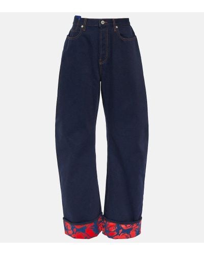 Burberry Jeans anchos de tiro alto - Azul