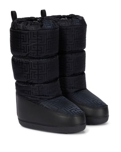 Balmain Monogram Quilted Snow Boots - Black