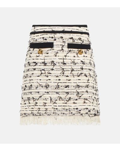 Giambattista Valli Fringed Tweed Miniskirt - Natural