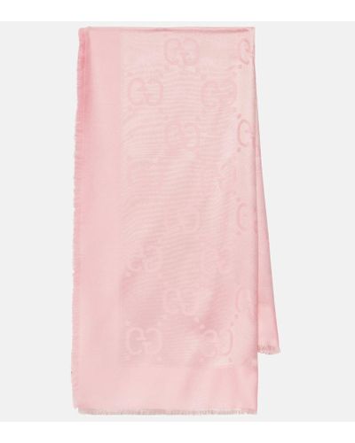Gucci Schal GG aus Seide und Wolle - Pink