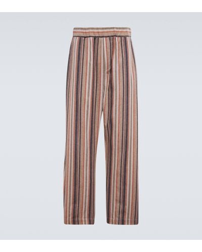The Elder Statesman Leisure Stripe Cashmere-blend Trousers - Pink