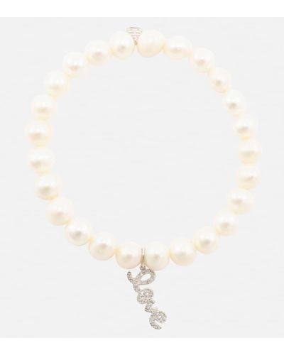 Sydney Evan Bracciale Love in oro bianco 14kt con diamanti e perle
