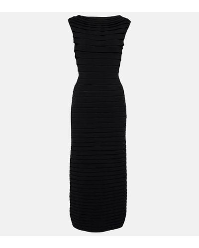 Alaïa Striped Midi Dress - Black