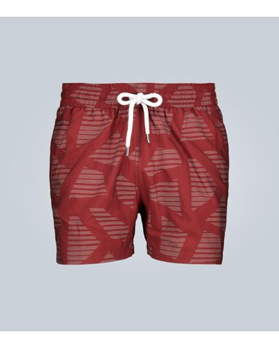 Frescobol Carioca Modernist Jacquard Swim Shorts - Red