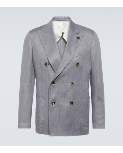 Lardini Cashmere And Silk-blend Blazer - Grey