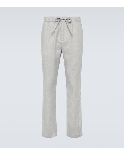Frescobol Carioca Oscar Linen And Cotton Straight Trousers - Grey