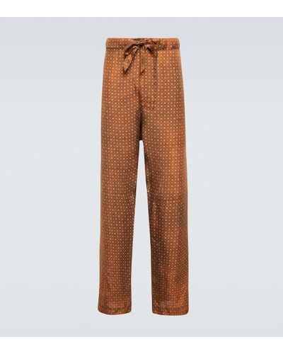 Maison Margiela Printed Silk Pants - Brown