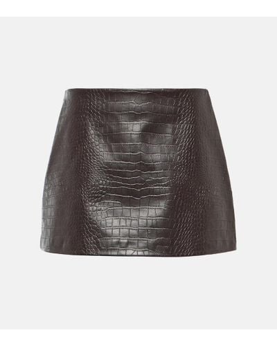 Frankie Shop Mary Croc-effect Faux Leather Miniskirt - Gray