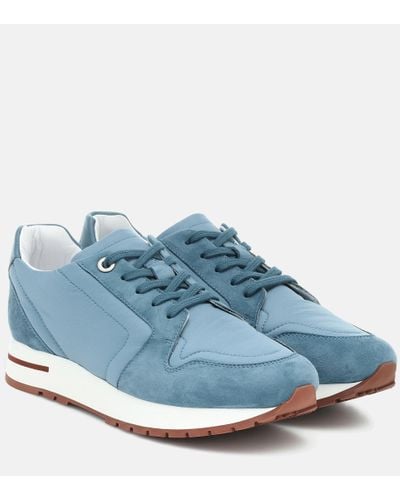 Loro Piana My Wind Suede-trimmed Sneakers - Blue