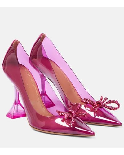 AMINA MUADDI Rosie Glass Leather-trimmed Crystal-embellished Pvc Pumps - Pink