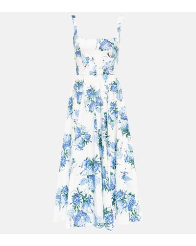 Emilia Wickstead Mona Floral Poplin Midi Dress - Blue