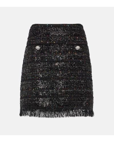 Giambattista Valli Minifalda de tweed con lentejuelas - Negro