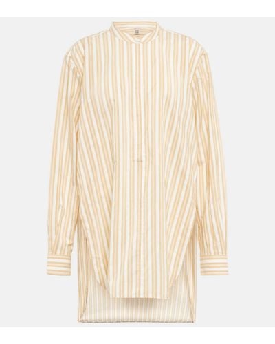 Totême Striped Cotton And Silk Shirt - Natural