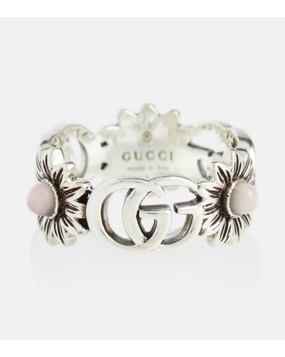 Gucci Bague GG Marmont en argent sterling avec perles - Métallisé