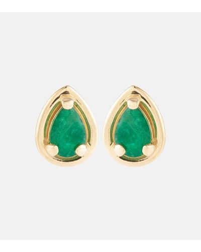 STONE AND STRAND Birthstone Bonbon 14kt Gold Earrings With Emeralds - Green