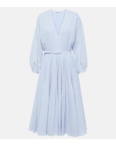 Emilia Wickstead Lilith Cotton Cloque Midi Dress - Blue