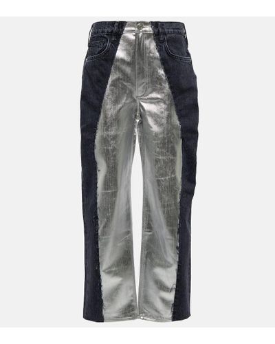 FRAME Mid-Rise Straight Jeans Pieced - Grau