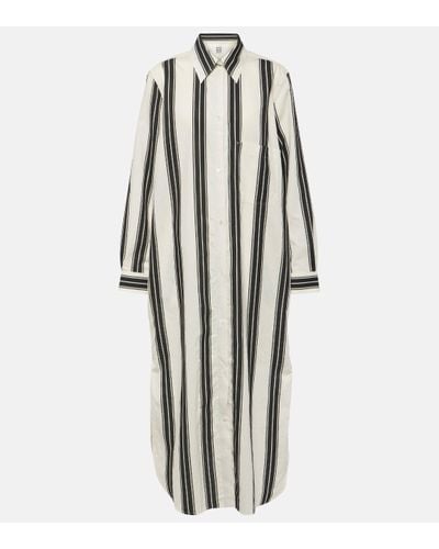Totême Jacquard Striped Cotton-blend Shirt Dress - White