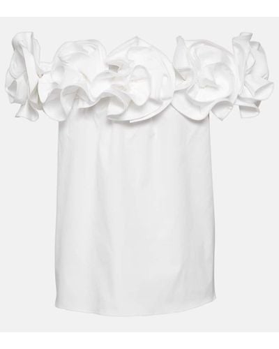 Carolina Herrera Top in misto cotone con scollo bardot - Bianco