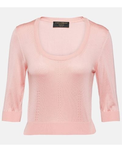 Dolce & Gabbana Capri Pointelle Silk Jumper - Pink