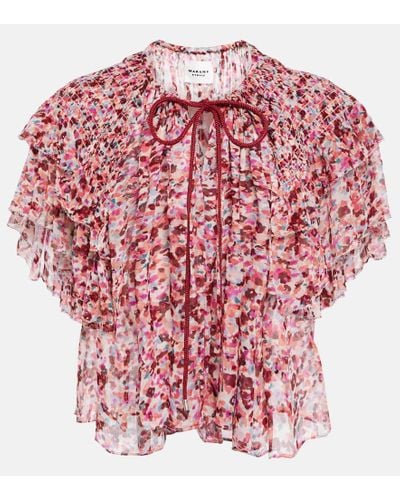Isabel Marant Top Fapani in georgette con stampa - Rosso