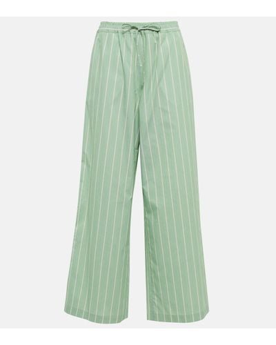 Marni Pantalon ample raye en coton - Vert