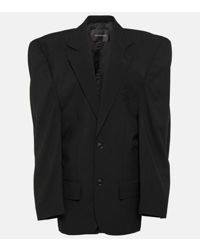 Balenciaga Blazer oversize Cut Away en laine - Noir