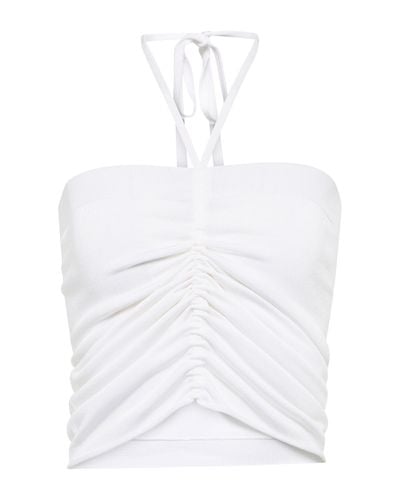Loewe Paula's Ibiza - Top cropped in jersey - Bianco