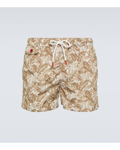 Kiton Printed Swim Shorts - Natural
