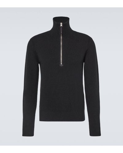 Tom Ford Wool And Cashmere-blend Half-zip Jumper - Black