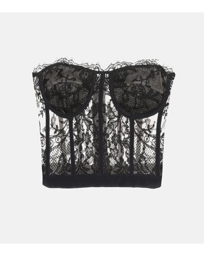 Alexander McQueen Bustier de encaje - Negro