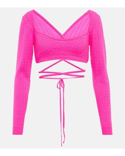 Patou Cropped Wool And Cashmere Sweater - Pink