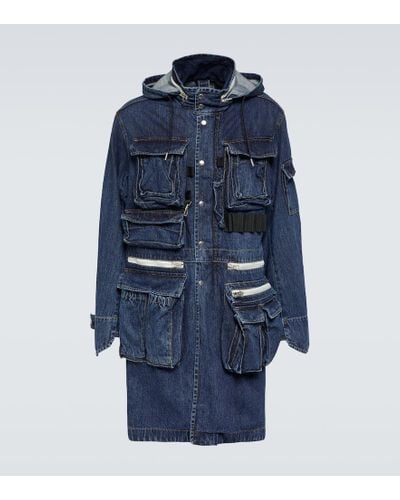 Sacai Parka en denim con capucha - Azul