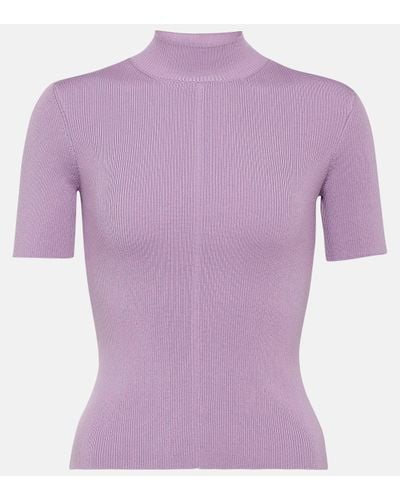 Oscar de la Renta Ribbed-knit Silk-blend Jumper - Purple