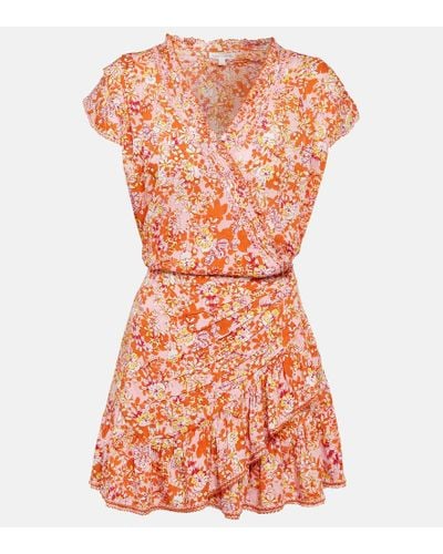 Poupette Vestido corto Estelle V floral - Naranja