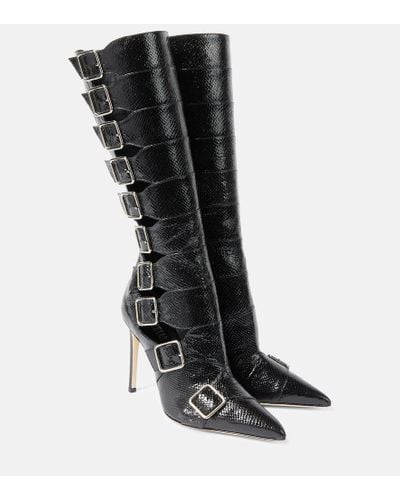 Paris Texas Tyra 105 Snake-effect Leather Boots - Black