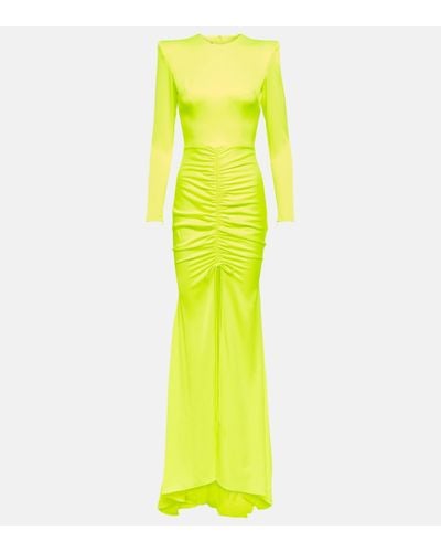 Alex Perry Ruched Satin Gown - Yellow