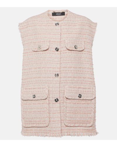 Versace Oversized Tweed Vest - Natural