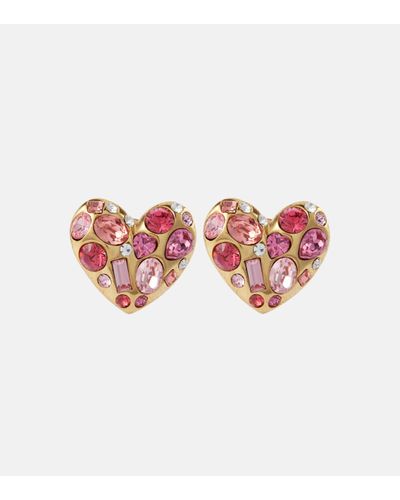 Oscar de la Renta Crystal-embellished Clip-on Earrings - Pink