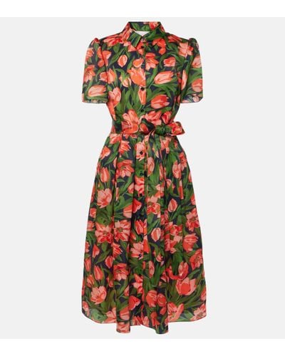 Carolina Herrera Floral Silk Shirt Dress - Multicolour