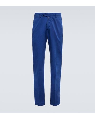 Kiton Straight Cotton-blend Trousers - Blue