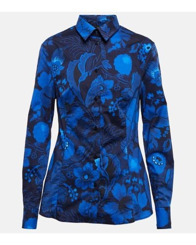 Etro Camisa en mezcla de algodon floral - Azul
