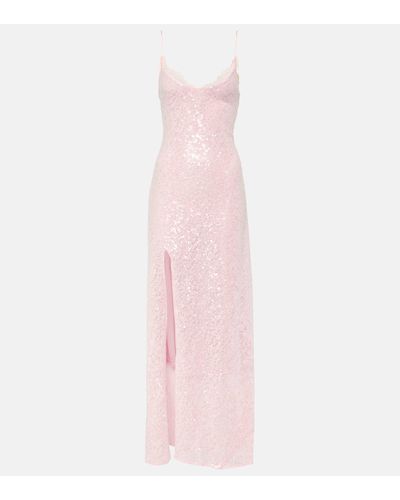 STAUD Kezia Lace-trimmed Sequined Slip Dress - Pink