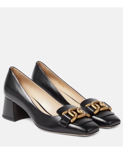 Tod's Logo Leather Court Shoes - Black