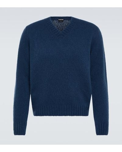 Tom Ford Cashmere And Silk-blend Sweater - Blue